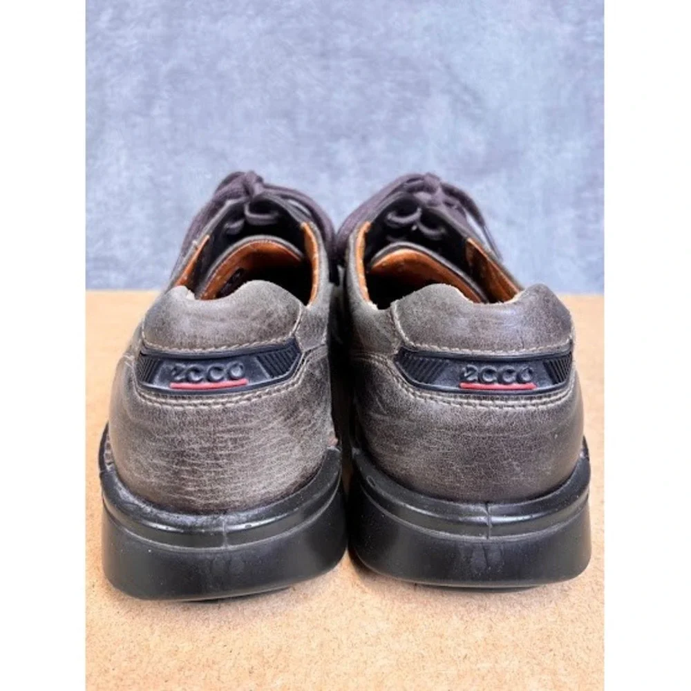 ECCO Light Mens Brown Leather Split Toe Lace Up Oxford Shoes Shock Point Size 44